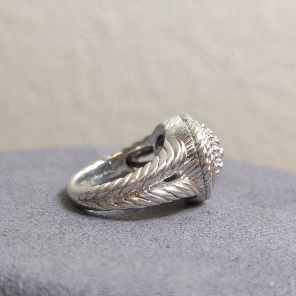 Judith Ripka Classic Diamonique 925 Sterling Silver Cluster Heart Ring Sz 5.75 - Picture 8 of 15